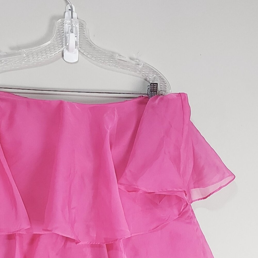 Abercrombie & Fitch Organza Tiered Mini Dress XXL Pink Valentine Date Party Wear - Picture 3 of 10